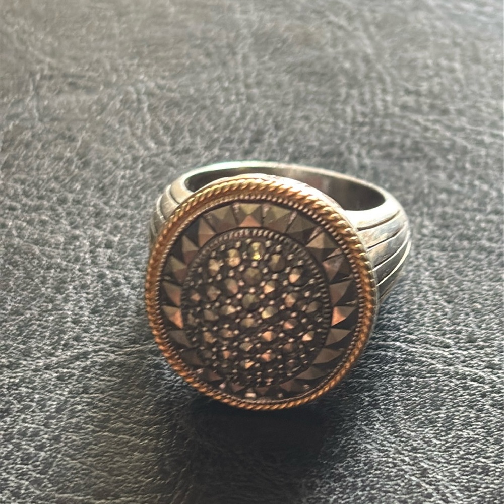 Stunning 925 Sterling Silver Marcasite Ring by Marc Sz 9